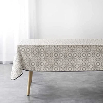 Image of Douceur d intérieur NAPPE RECTANGLE 150 x 240 CM POLYESTER IMPRIME GRIS &#039;s Tablecloth in Grey