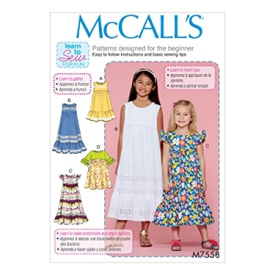 Image of McCall&#039;s Patterns 7558 CHJ,Children&#039;s/Girl&#039;s Dresses,Sizes 7 14, Tissue, Multi Colour, 17 x 0.5 0.07 cm
