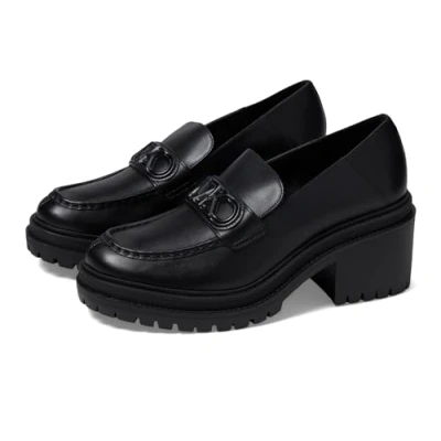 Image of Michael Kors Women&#039;s Rocco Heeled Loafer Moccasin, Black, 7.5 UK