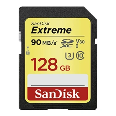 Image of SanDisk Extreme 128GB SDXC Memory Card up to 90MB/s, Class 10, U3, V30 (Refurbished)