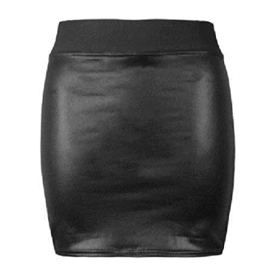 Image of Womens Formal Wet Look PVC Ladies Sretchy Office Bodycon Midi Peplum Pencil Skirt Plus Size 8 24 (M/L 12 14 UK, Mini Skirt)