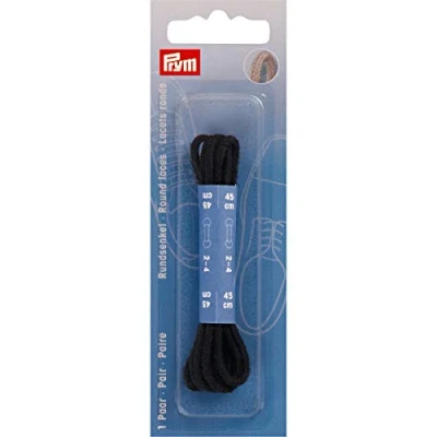 Image of Prym Round Laces, Black, 45 cm x Ø 3 mm, Schwarz, 2 Stück