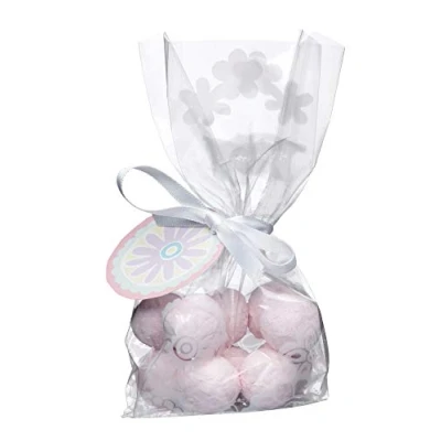 Image of KitchenCraft SDIBAGPK12PAT Sweetly Does It Clear Party Bags with Tags and Ribbon, Paper, Multi Colour