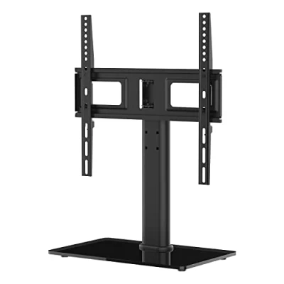 Image of GRIFEMA Universal Table Top Pedestal TV Stand for 26&quot; 55&quot; LCD LED TVs, Height Adjustable Base with Tempered Glass Base, Cable Management, Holds 45 KG &amp; Max. VESA 400x400mm GB1005
