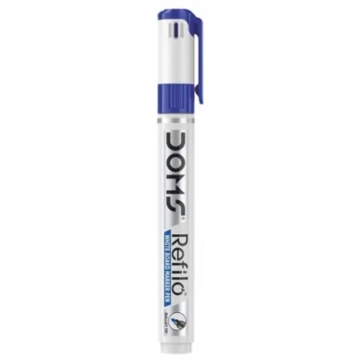 Image of Doms Refilo BLUE Bullet Tip Whiteboard Markers Pens Easy Clean Erase Dry Wipe (1 x Marker)