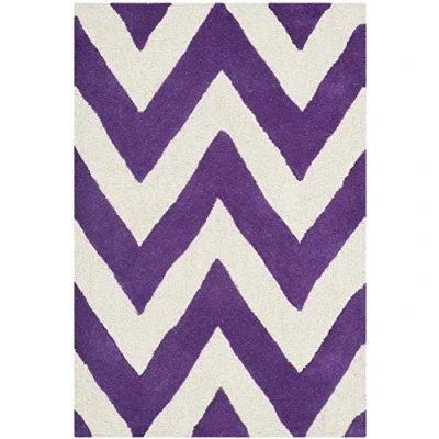 Image of SAFAVIEH Modern Rug for Living Room, Dining Bedroom Cambridge Collection, Short Pile, in Purple and Ivory, 122 X 183 cm