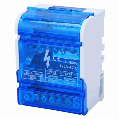 Image of Terminal Distribution Box, Din Rail 4 Level Single Phase Junction Case, for Electrical Engineering, with Transparent Cover, 125A 500V
