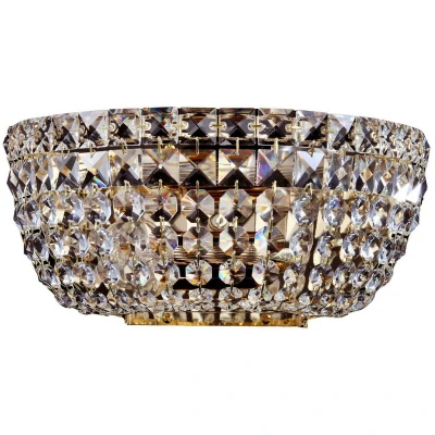 Image of Basfor Flush Wall Lamp Gold Antique &amp; Crystal, 2 Light, E14