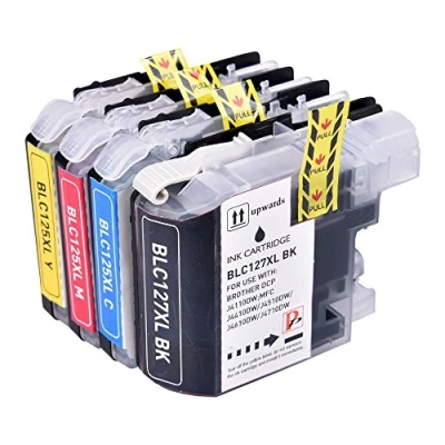 Image of PerfectPrint Compatible Ink Cartridge Replacement for Brother MFC J4110 J4410 J4510 J4610 DW LC 123 / 125 127 (Black/Cyan/Magenta/Yellow, 4 pack)