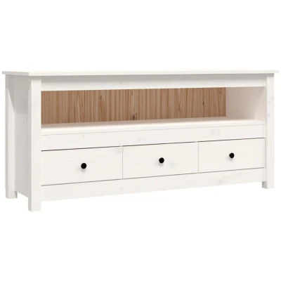 Image of vidaXL TV Cabinet White 114x35x52 cm Solid Wood Pine