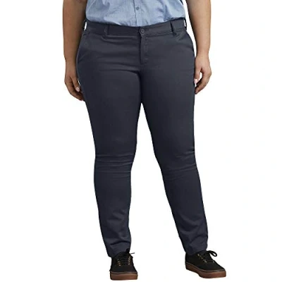 Image of Dickies Women&#039;s Mid Rise, Skinny Stretch Twill Pant, Rinsed Dark Nav, 12