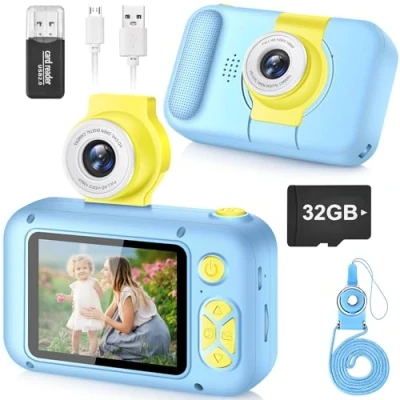 Image of Kids Camera,ARNSSIEN Camera for Kids,2.4in IPS Screen Digital Camera,180Flip Lens Camera,Children Selfie with Playback Game,Christmas/Birthday Gift 3 4 5 6 7 8 9 10 Year Old Girl Boy