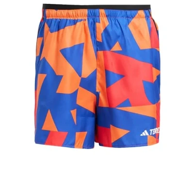 Image of Adidas Terrex Multi Light Printed Sports shorts, Men&#039;s, Size: Sx7&quot;, Semi lucid blue/pure ruby/semi impact orange/warm clay