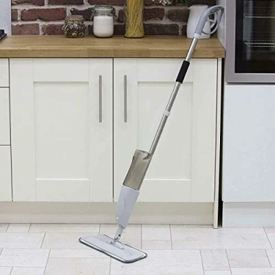 Image of Spray Mops for Floors Microfibre Flat Floor Mop with Dry Wet Hardwood Laminate Tiles Floors, Dust Reusable Microfiber Pads &amp; Refillable Bottle (Grey)