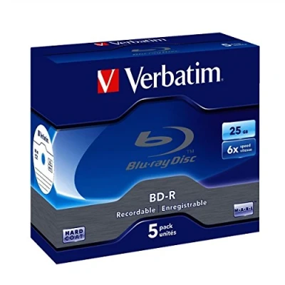 Image of Verbatim BD R 25 GB 6X Jewel Blu Ray Laser Disc (Pack of 5)