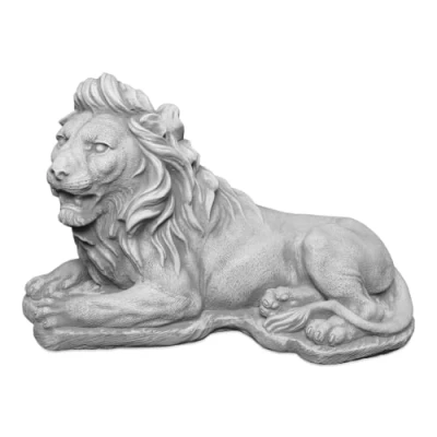 Image of gartendekoparadies.de Lying lion, stone figure, H. 25 cm, 13 kg, gray, frost proof made of cast for outdoor use