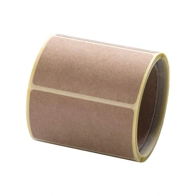 Image of MD Labels Self Adhesive Kraft Stickers on Roll 50 x 30 mm Pack of 100 Sleeve 40 Smooth Paper Decorative Brown Gift
