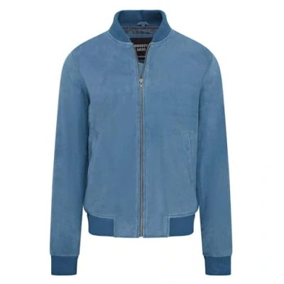 Image of Infinity Leather Mens Soft Goat Suede MA 1 Varsity Bomber Jacket Dalian Blue Size 5XL