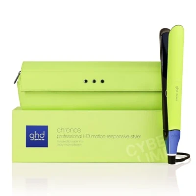 Image of ghd Chronos Limited Edition Cyber Lime Our Best Hair Straightener, One Stroke High Definition Results that Last 24hrs, 3x more breakage protection, 2x less frizz, 20 sec heat up, 10 min sleep mode