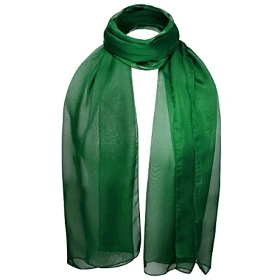 Image of Basic Sense Plain Chiffon Soft Sheer Scarf, Dark Green