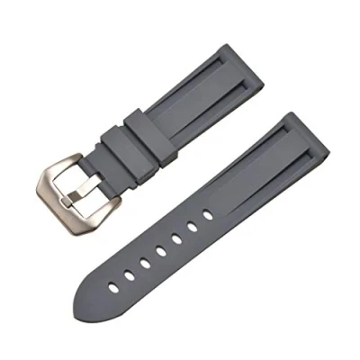 Image of Watch Band Silicone Strap Gray Sport Diving TPU Rubber Wristband Replacement 22mm