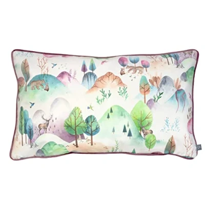 Image of Prestigious Textiles Woodland Walk Piped Cushion Cover Purple Cotton One Size