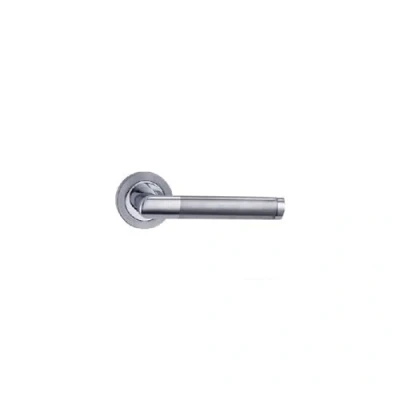 Image of EUROART Lever on Rose Door Handle in Satin Chrome Polished Finish &amp; Dimensions 128mm x 51mm 10mm