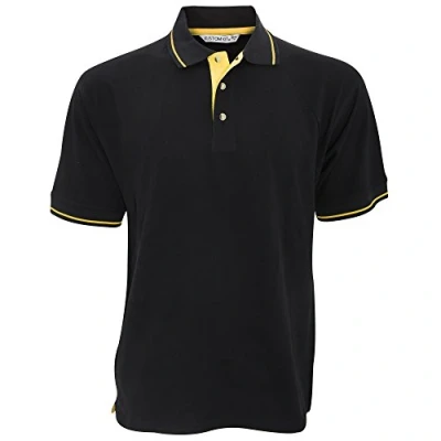 Image of Kustom Kit St.Mellion Pique Polo Black/Yellow size 2XL