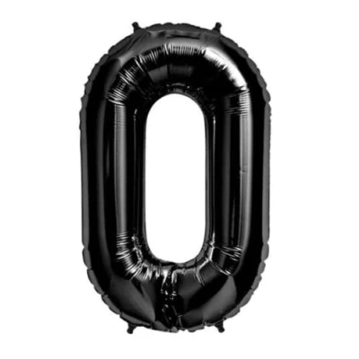 Image of Black Number 0 Foil Balloon, 101cm