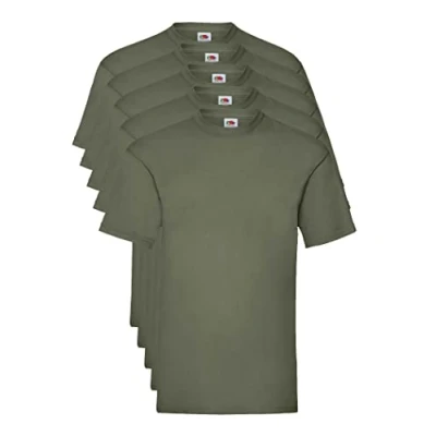 Image of FRUIT OF THE LOOM Men&#039;s Valueweight 5 Pack T Shirt, Green (Classic Olive 59), X Large Manufacturer Size L UK