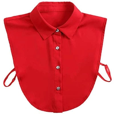 Image of LoudSung Fake Collar Detachable Blouse False Half Shirt Classic Designed Top Elegant for Women Girls Red