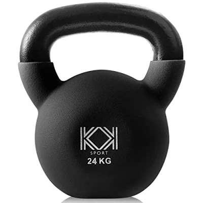 Image of KK Kettlebells Cast Iron Neoprene Coated Weights Lifting Strength Training Home Gym Exercise Brown (24kg)