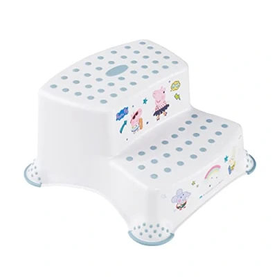 Image of keeeper Peppa Pig Step Stool With 2 Steps, For Children From approx 3 to 14 Years Old, Anti Slip Design, Igor, Nordic White