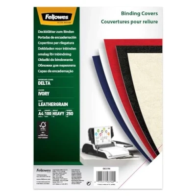 Image of Fellowes Delta Leatherboard A4 Heavyweight Presentation Covers Ivory (Pack of 100)