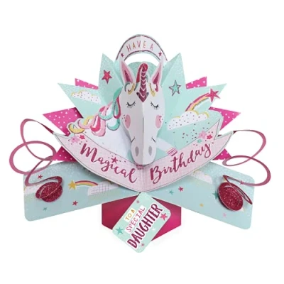 Image of Special Daughter Magical Unicorn Birthday Pop Up Greeting Card 3D Cards POP207MC13