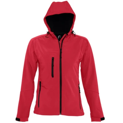 Image of SOLS Womens/Ladies Replay Hooded Soft Shell Jacket (Breathable, Windproof And Water Resistant) (Pepper Red) Orange Size 2XL