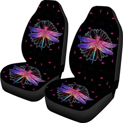 Image of Biyejit Dragonfly Front Car Seat Cover Vehicle Bucket Seats for Accessories SUV Van Sedan Soft 2 Piece
