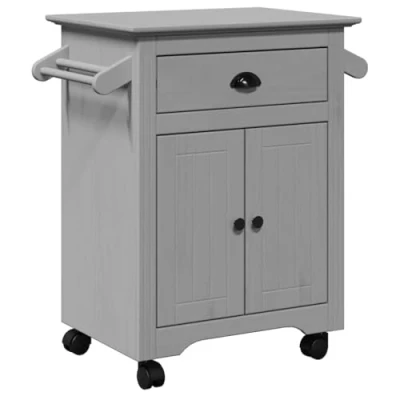 Image of vidaXL Kitchen Trolley/Cater Cart/Buffet Station Grey Pine/Engineered Wood 72x45x80 cm Dining/Kitchen Storage with Wheels &amp; Drawer