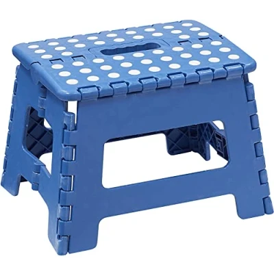 Image of Super Strong Folding Step Stool 11&quot; Sturdy Enough to Hold 330 Lb / 150 Kg Lightweight Foldable For Adults &amp; Kids Opens With One Flip Great Kitchen Bathroom Bedroom (Blue)