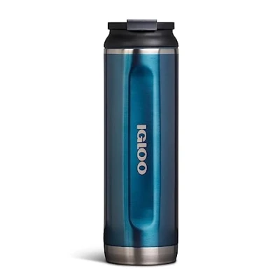 Image of Igloo, 20 OZ Stainless Steel, Tumbler, Flip ‘n’ Sip, Modern Blue
