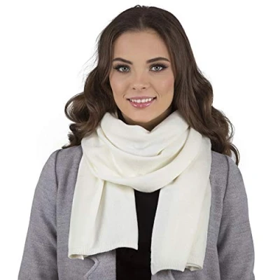 Image of Vivisence Stylish Women&#039;s Winter Scarf Made From Warm And Soft Fabric Blend For Ladies Comfortable Design Perfect Cold Autumn Days, White,UNI