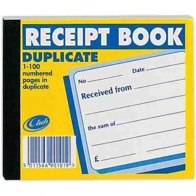Image of Pack of 3 Duplicate Receipt Book (5 x 4.25ins/126 105mm)