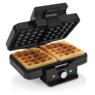 Image of Tristar Waffle Iron 2 Belgian waffles at the same time Baking surface : 22 x 13,5 cm Adjustable thermostat Non stick coating 1000 W WF 1165
