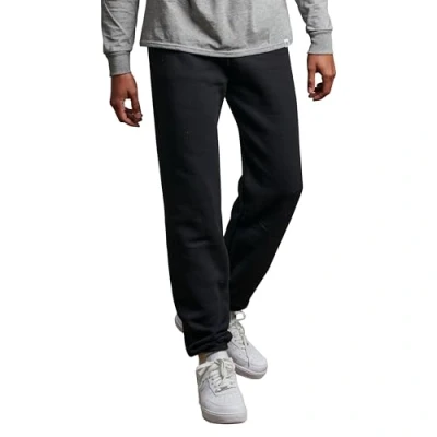 Image of Russell Athletic Men&#039;s Dri Power Closed Bottom Sweatpants (No Pockets), Black, Large