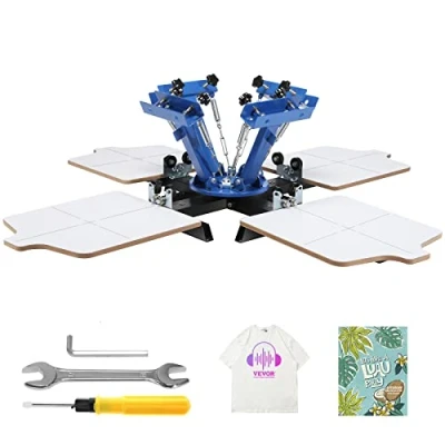 Image of VEVOR Screen Printing Machine, 4 Color Station 360 Rotable Silk Press, 21.2x17.7in / 54x45cm Double layer Positioning Pallet for T shirt DIY