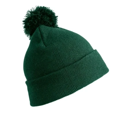 Image of Result Winter Essentials Jr Pompom Beany, Bottle Green, O/S. RC028J