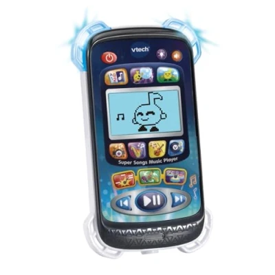Image of VTech Super Songs music Player, Interactive Player with 10 songs, included headphones, 4 genres, 2 modes &amp; 3 musical games, for Toddlers 3, 4, 5 + years, English Version