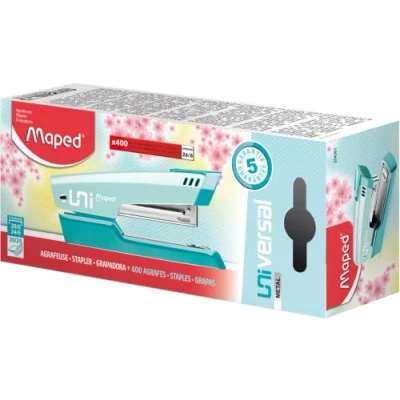 Image of Maped Universal Metal Stapler Stapling + Nailing Compatible with Staples No. 24/6 and 26/6 Capacity 20 to 25 Sheets 400 Included Pastel Blue