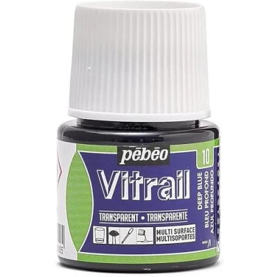 Image of Pebeo Vitrail Stained Glass Effect Paint 45 Milliliter Bottle, Deep Blue,Deep Blue