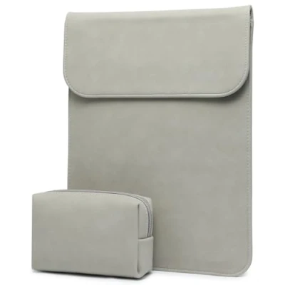 Image of HYZUO 13 Inch Laptop Sleeve Case Bag for 2024 2018 MacBook Air M3 M2 M1, 2016 Pro iPad Pro/Air M4 2024, Surface 11/10/9, XPS 13, with Carry Pouch, Light Grey